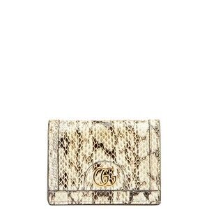 Gucci Ophidia GG Python Bi fold Compact Wallet White Leather